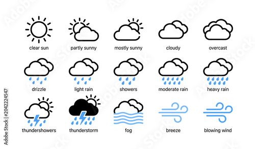Day weather icons showing sun and cloud symbols on grid