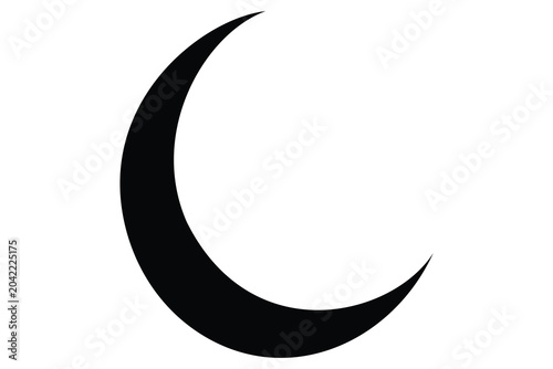 Obraz na płótnie Crescent moon shape black icon on plain background