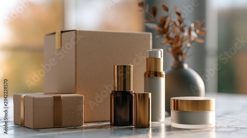 Luxurious Skincare Products Displayed on Elegant Surface at Home