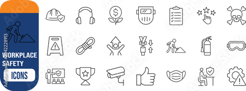 Schilderij op canvas Workplace safety and security icons