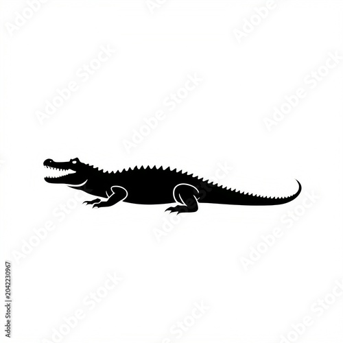 crocodile silhouette on white background alligator animal