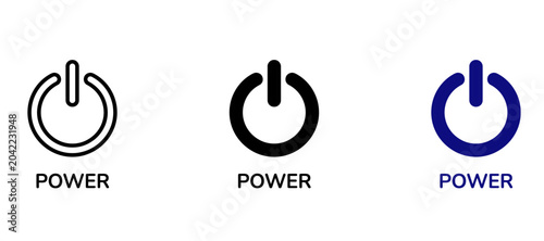 Quadro em tela Power Button Icon Set in Line, Solid, and Colored Styles