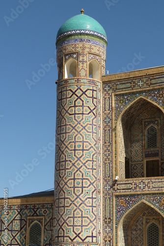 Tillah Kari Madrasah (16th century) in the Registan Square Complex. Historic city of Samarkand. Uzbekistan. World Heritage.