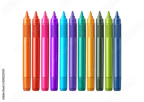 Set of vibrant felt tip pens and colorful art markers for creative drawing projects