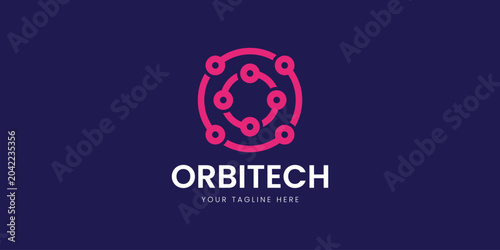 Orbitech Pink Sphere Connection Logo Template