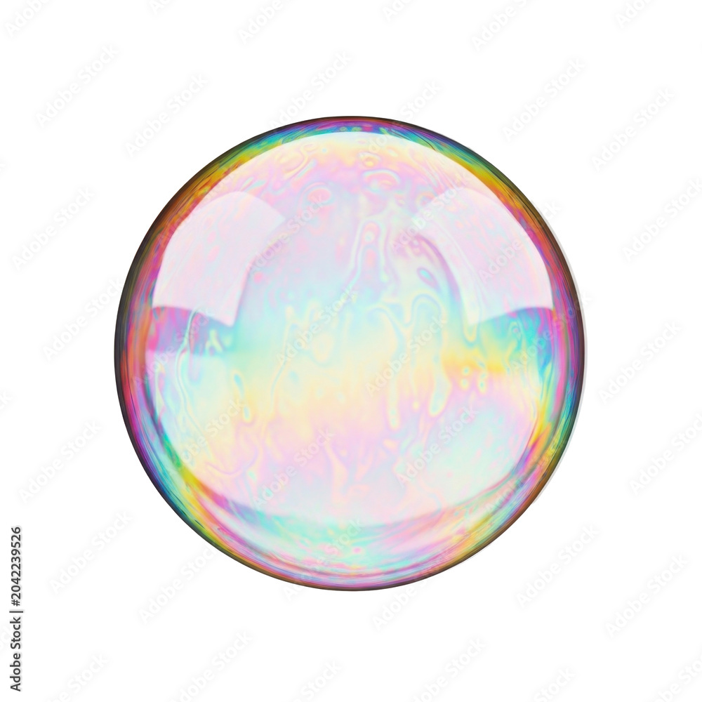 Fototapeta premium Iridescent soap bubble with rainbow reflections