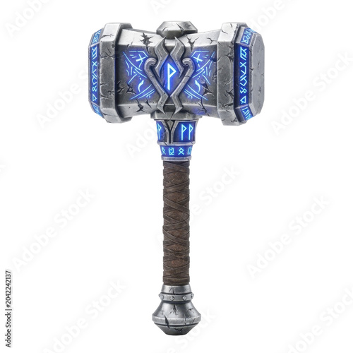 Viking War Hammer with Rune Engravings