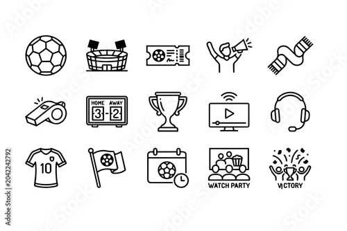 World Cup 2026 Fan Experience Modern Line Icon Set