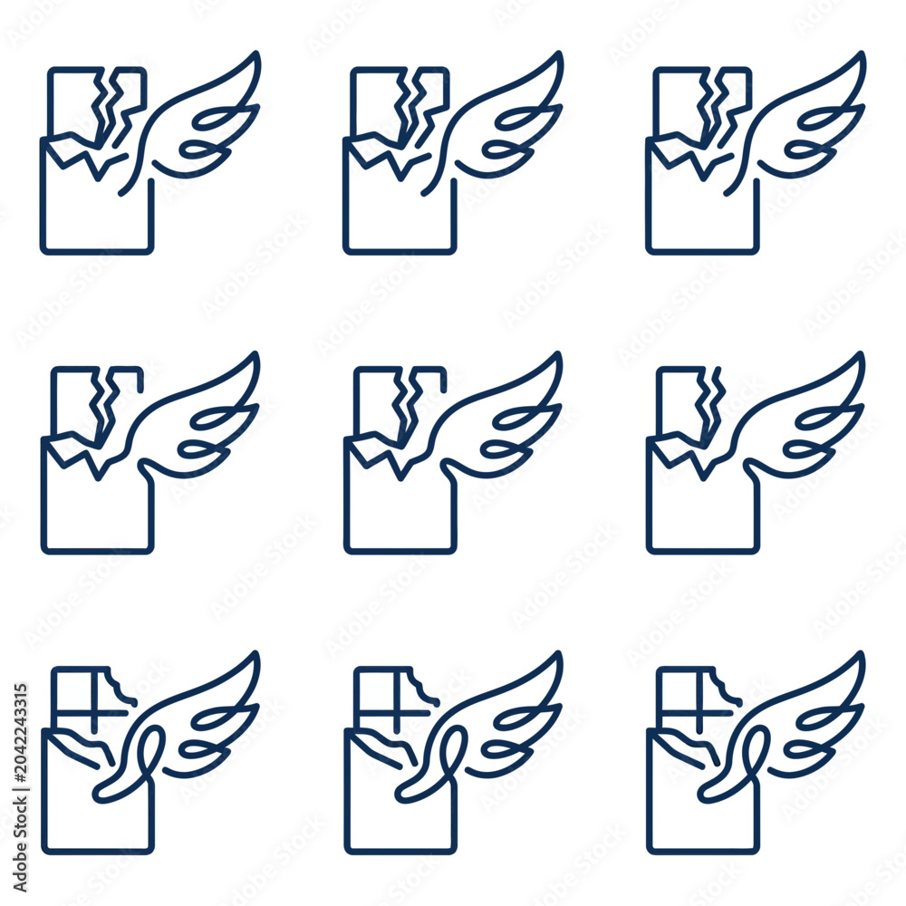 Fototapeta premium Broken Chocolate Bar with Wings Icon