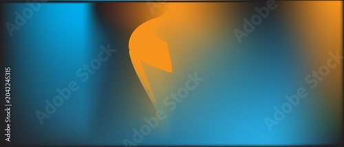 Abstract orange flame shape emerging from deep blue background with soft gradient lighting