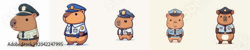 cute owl vector in police costume