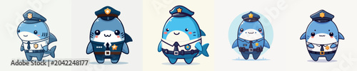 cute shark vector in police costume