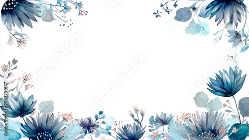 Watercolor blooms frame a clean, elegant canvas