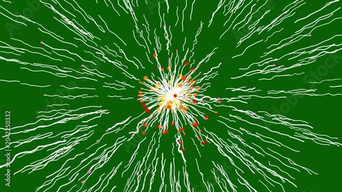 Dynamic white anime speed lines on deep green background, comic action motion streaks with seamless looping effects for transitions, fight scenes and cinematic editing projects 4K.