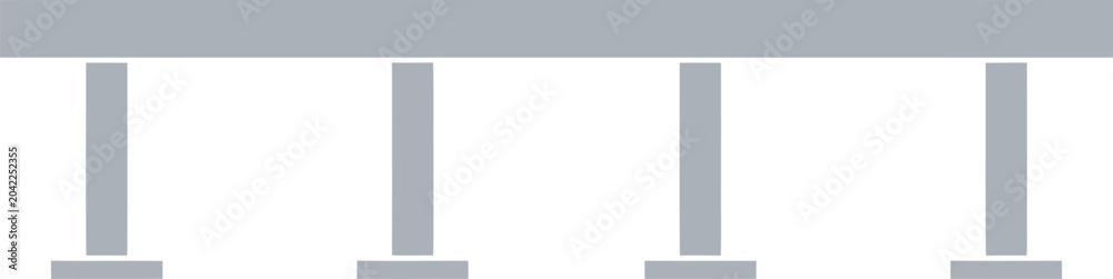 Naklejka premium Vector flat illustration of a skate park grind rail obstacle. Features a clean grey balance bar track layout, perfect for skateboarding and extreme sports graphic design mockups.