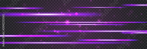 Bild auf Leinwand Purple light trailes or neon laser beams with glowing particles and flares