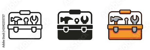 Fotografía Tool Box Icon Set in Outline and Flat Style Vector Collection Featuring Maintena