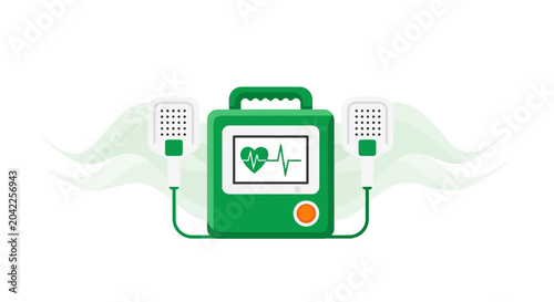 Illustration Of Automated External Defibrillator And Heart Rate Monitor Graphic Design