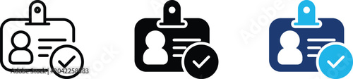 Foto Identity card icon set representing verified corporate ID badge, driver license validation and membership pass checkmark