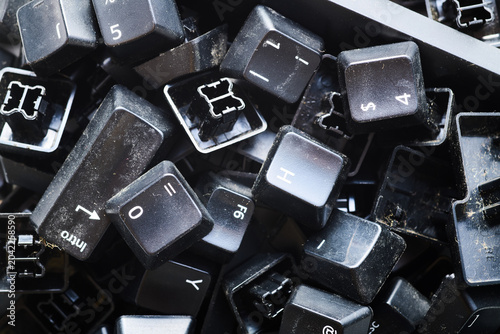 Keys of a disuse keyboard on a table