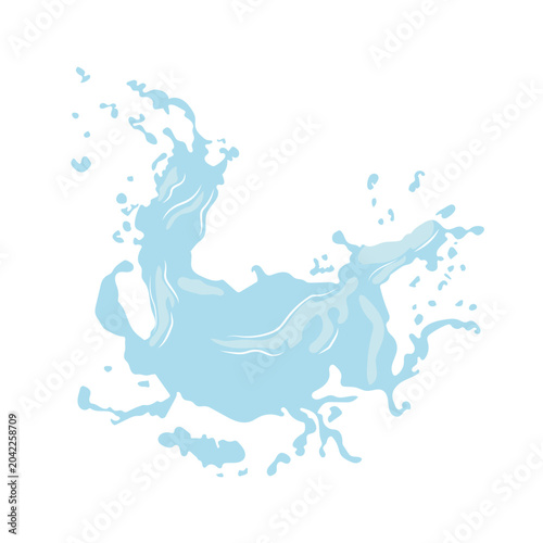 Blue water splash illustration with fluid organic shapes and soft highlights.