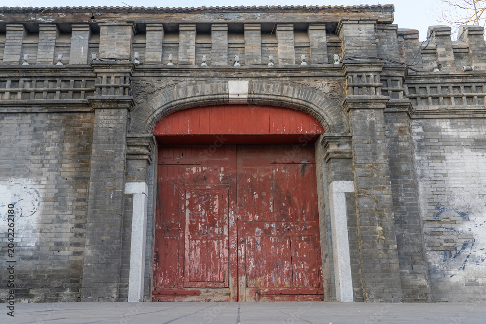 Fototapeta premium West Gate of the Former Site of the Qing Army and Navy Departments on Zhangzizhong Road in Beijing