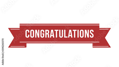 Photos congratulations ribbon flat illustration banner red white