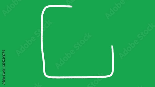 Hand Drawn White Chalk Filled Square Graphic Background on Green Screen