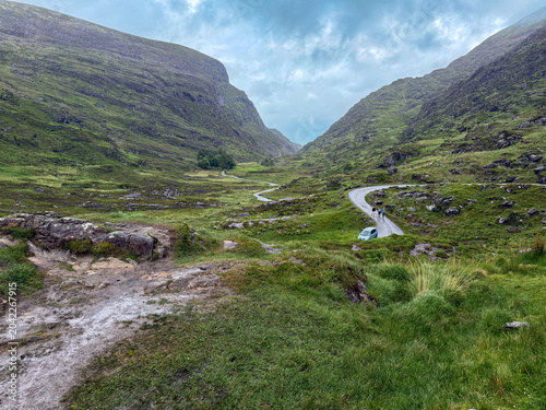 Konstfotografi Landscape with mountains and clouds, Gap of Dunloe, Kerry, Ireland