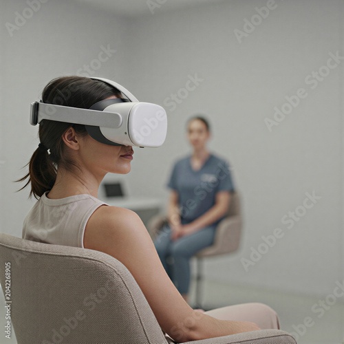 patient using medical vr headset in a therapy clinic