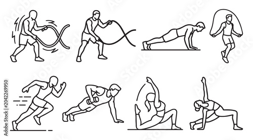 Gym Workout Fitness Vector Set for Strength Training and Healthy Lifestyle