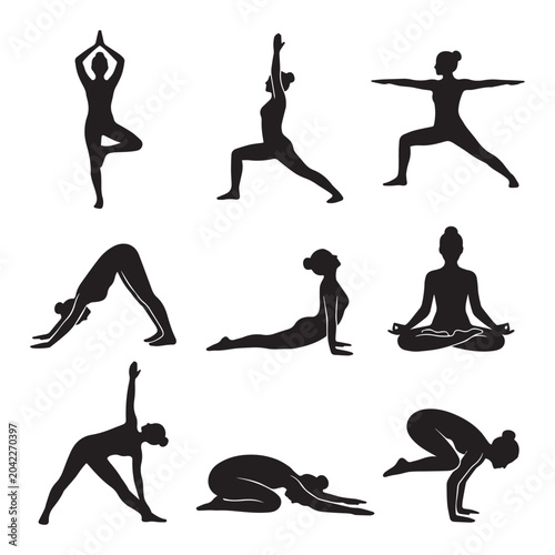 Flat Style Yoga and Fitness Illustration Bundle for Gym, Meditation and Healthy Life