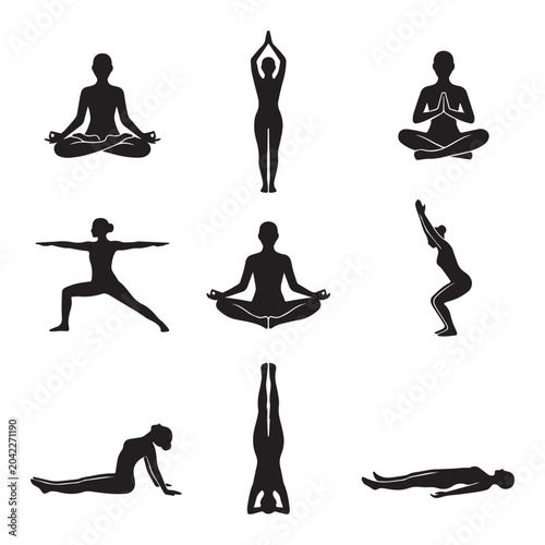 Yoga and Gym Fitness Illustration Set for Active Healthy Lifestyle Concept Design