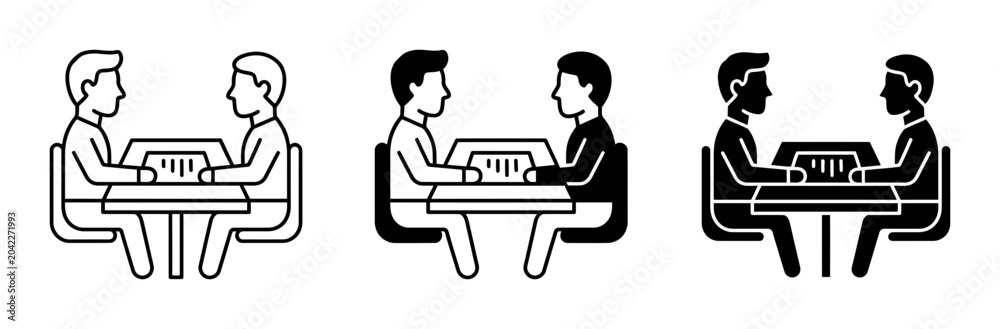 Fototapeta premium Business Meeting Icons, Interview Set, Collaboration Graphics, People Discussing