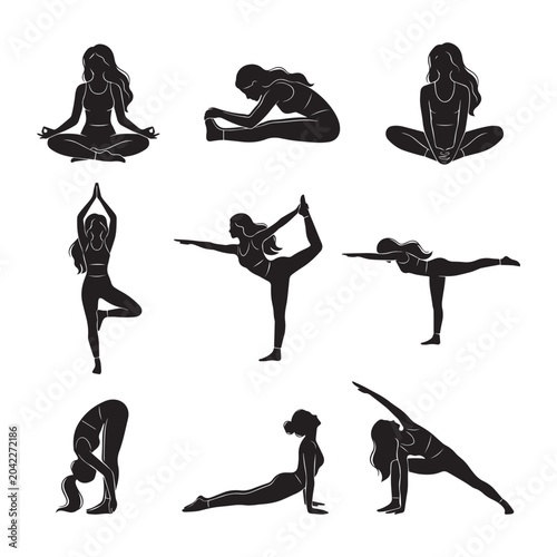 Yoga and Fitness Vector Set for Healthy Lifestyle and Gym Workout Illustration