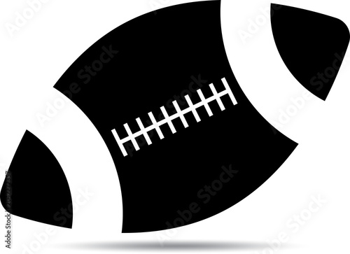 Black and white american football icon illustration isolated on transparent background