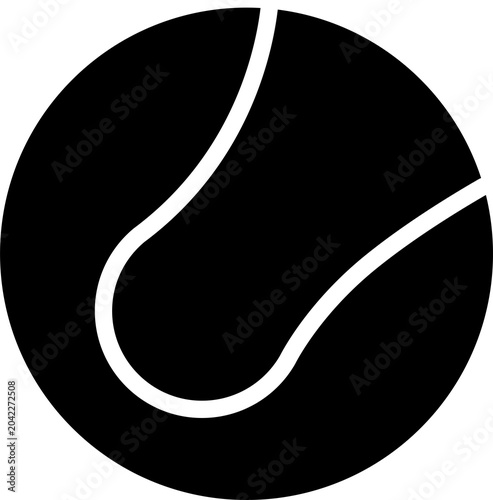 Black and white tennis ball sports icon graphic isolated on transparent background