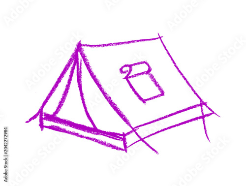 Tent Crayon Chalk Drawing Vector