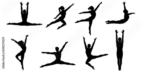 Foto Black ballerina silhouette collection featuring elegant dance poses, flexibilit