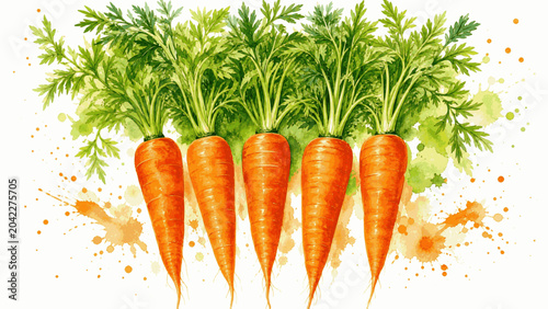 Fotografía Freshness Five Carrots isolated watercolor vector illustration svg