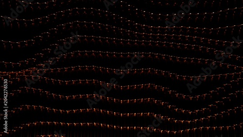 Canvas Print Bright Copper Wave Accents With Illuminated Points And Fluid Metallic Curves In