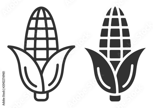 Bild auf Leinwand corn icon set line and solid style crop agriculture symbol on transparent backgr