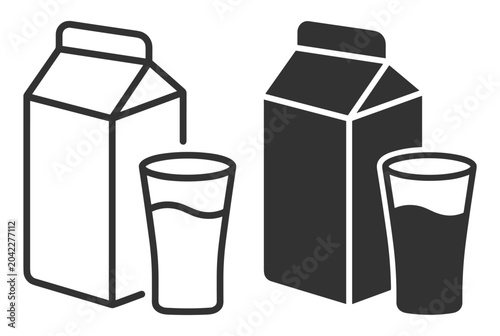 Quadro su tela milk carton and glass icon set vector illustration on transparent background