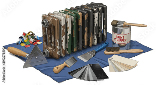 Quadro su tela Restoring radiators: tools and colors for renovation projects