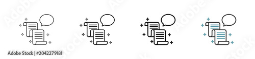 Foto Outline style story telling icon set. Available various sizes