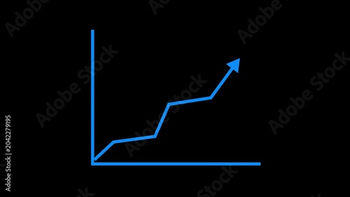 Upward trending business growth graph with arrow, symbolizing success, profit, and financial progress.