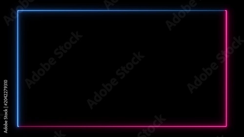 Neon glowing rectangular frame on black background, perfect for modern UI, video overlay, and futuristic design.