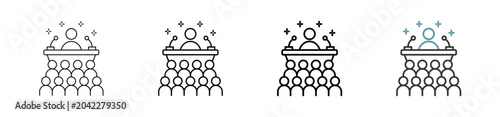 Outline style public talk icon set. Available various sizes