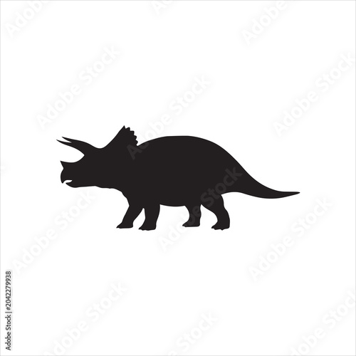 Konstfotografi Triceratops dinosaur silhouette on white background prehistoric animal extinct f