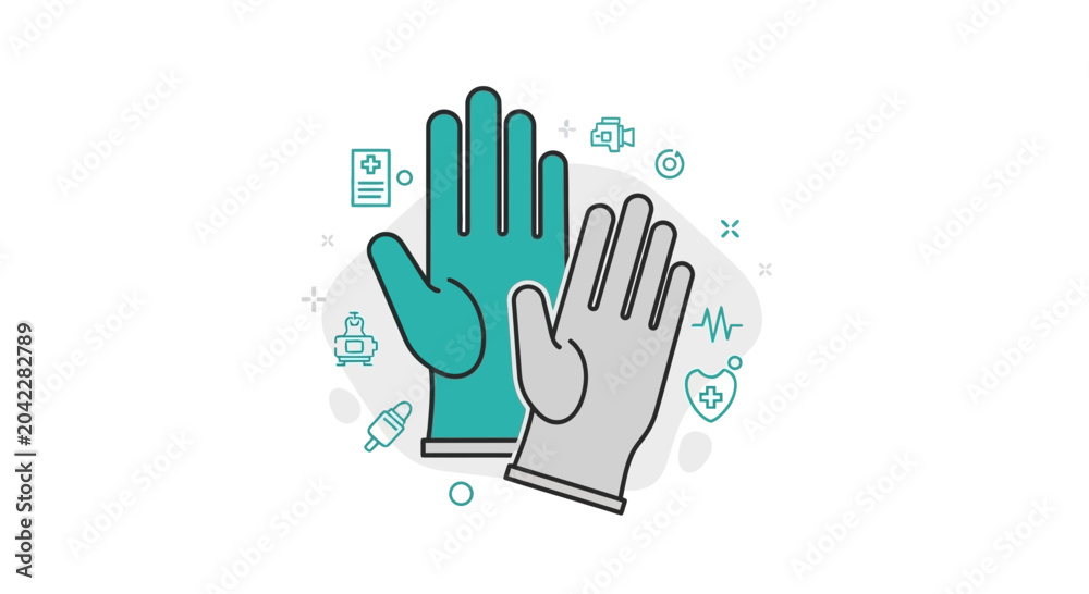 Fototapeta premium Medical And Protective Gloves Vector Icon Illustration